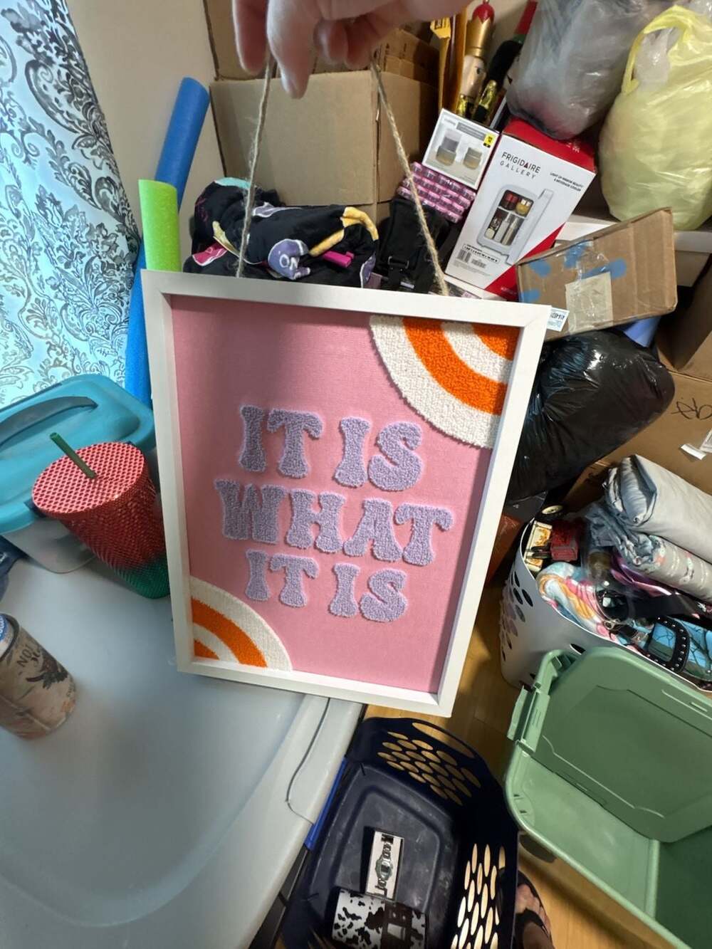 It Is What It Is Punch Needle Wall Art Decor Pink White